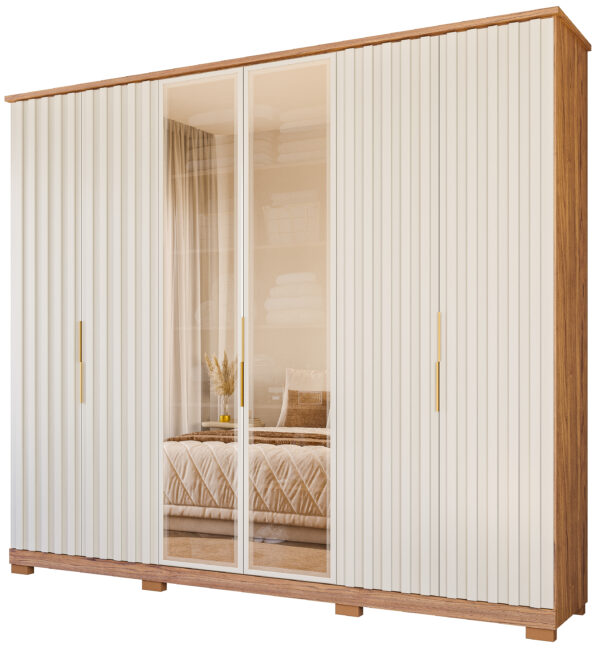 GUARDA ROUPAS LA BELLE 6 PORTAS COM KIT 8 PES RETANGULAR MENOR